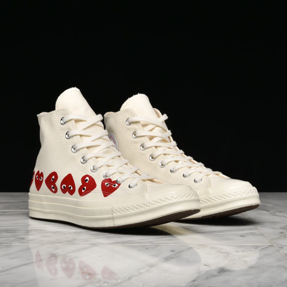 COMME DES GARCONS PLAY CDG PLAY X CONVERSE MULTI HEART CHUCK 70 HI - WHITE
