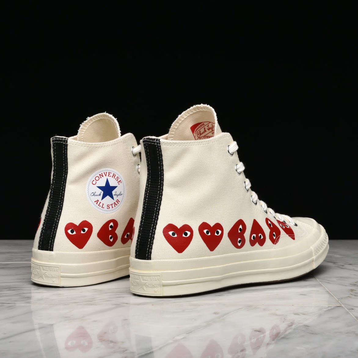 COMME DES GARCONS PLAY CDG PLAY X CONVERSE MULTI HEART CHUCK 70 HI - WHITE