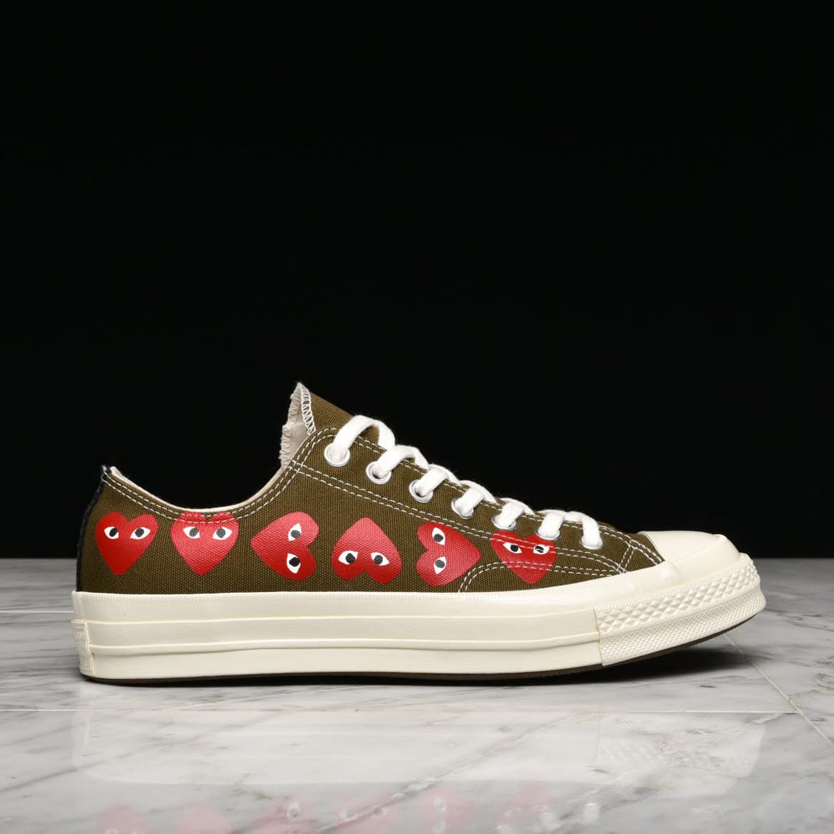 COMME DES GARCONS PLAY CDG PLAY X CONVERSE MULTI HEART CHUCK 70 OX - FIR GREEN