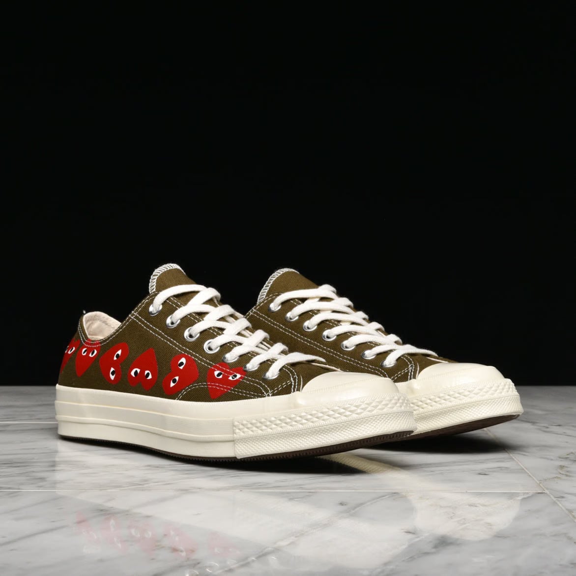 COMME DES GARCONS PLAY CDG PLAY X CONVERSE MULTI HEART CHUCK 70 OX - FIR GREEN