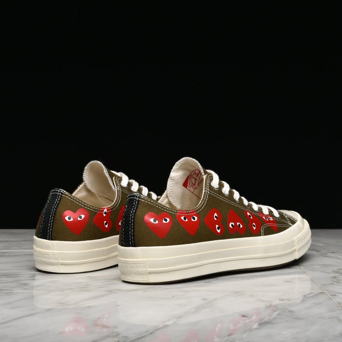 COMME DES GARCONS PLAY CDG PLAY X CONVERSE MULTI HEART CHUCK 70 OX - FIR GREEN