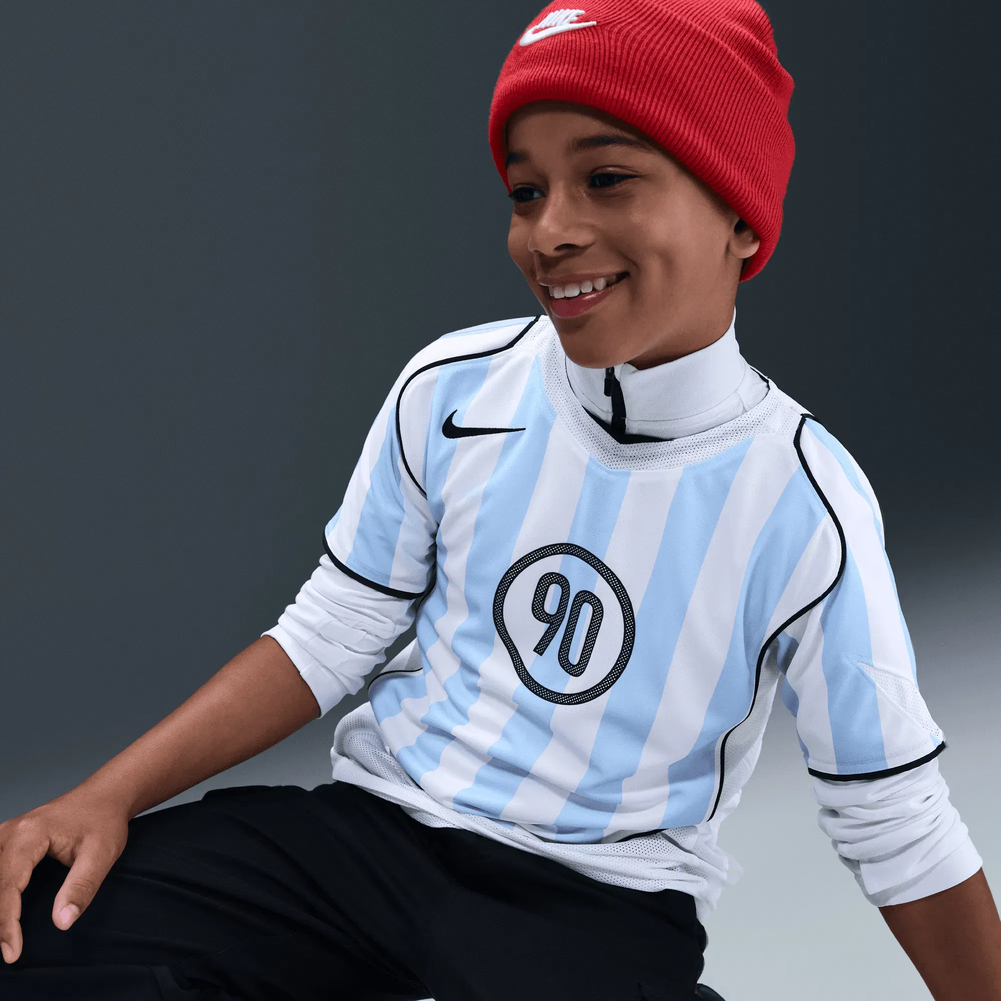 Nike KIDS TOTAL 90 DRI-FIT SOCCER JERSEY - PSYCHIC BLUE / WHITE