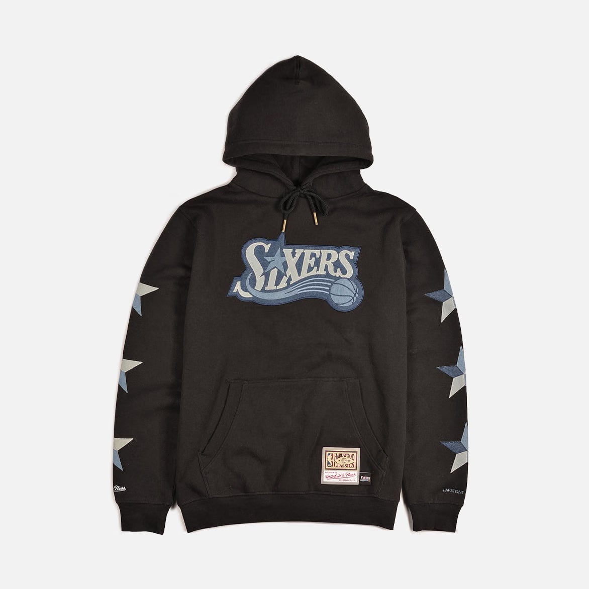 Mitchell & Ness LAPSTONE X M&N DENIM PATCHWORK HOODIE - BLACK