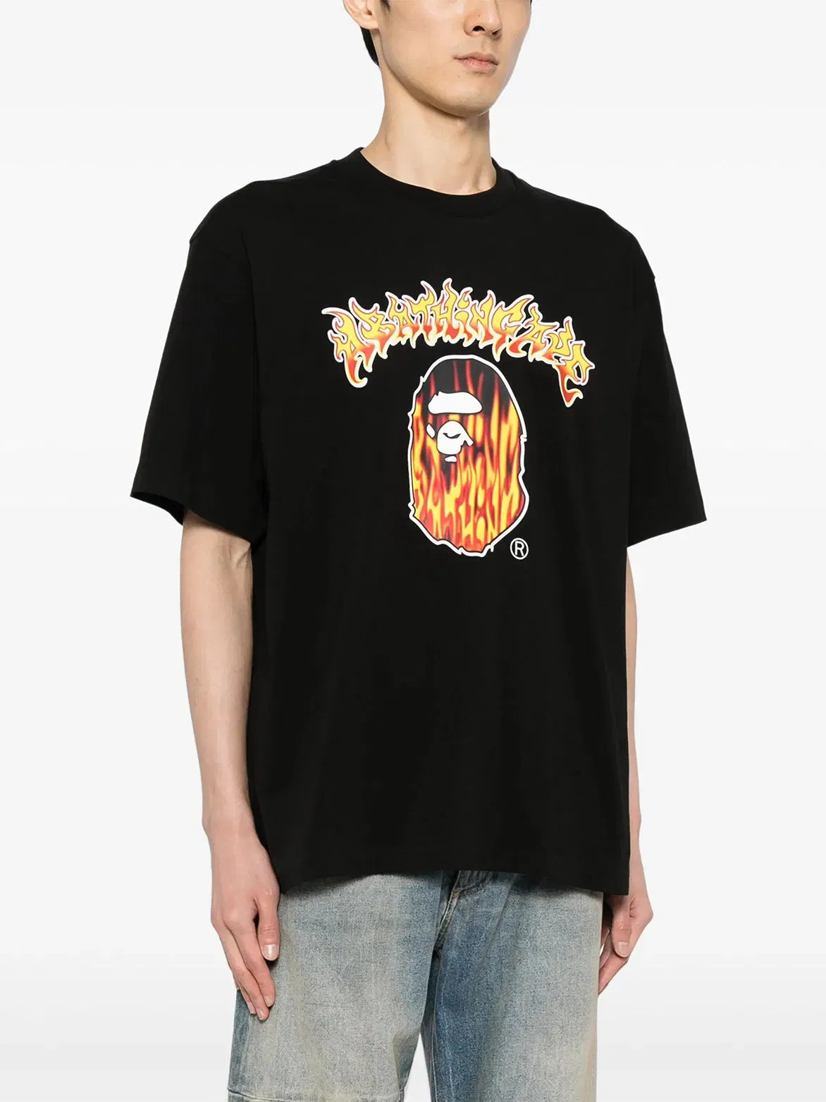 BAPE MAD FLAME APE HEAD RELAXED FIT TEE - BLACK
