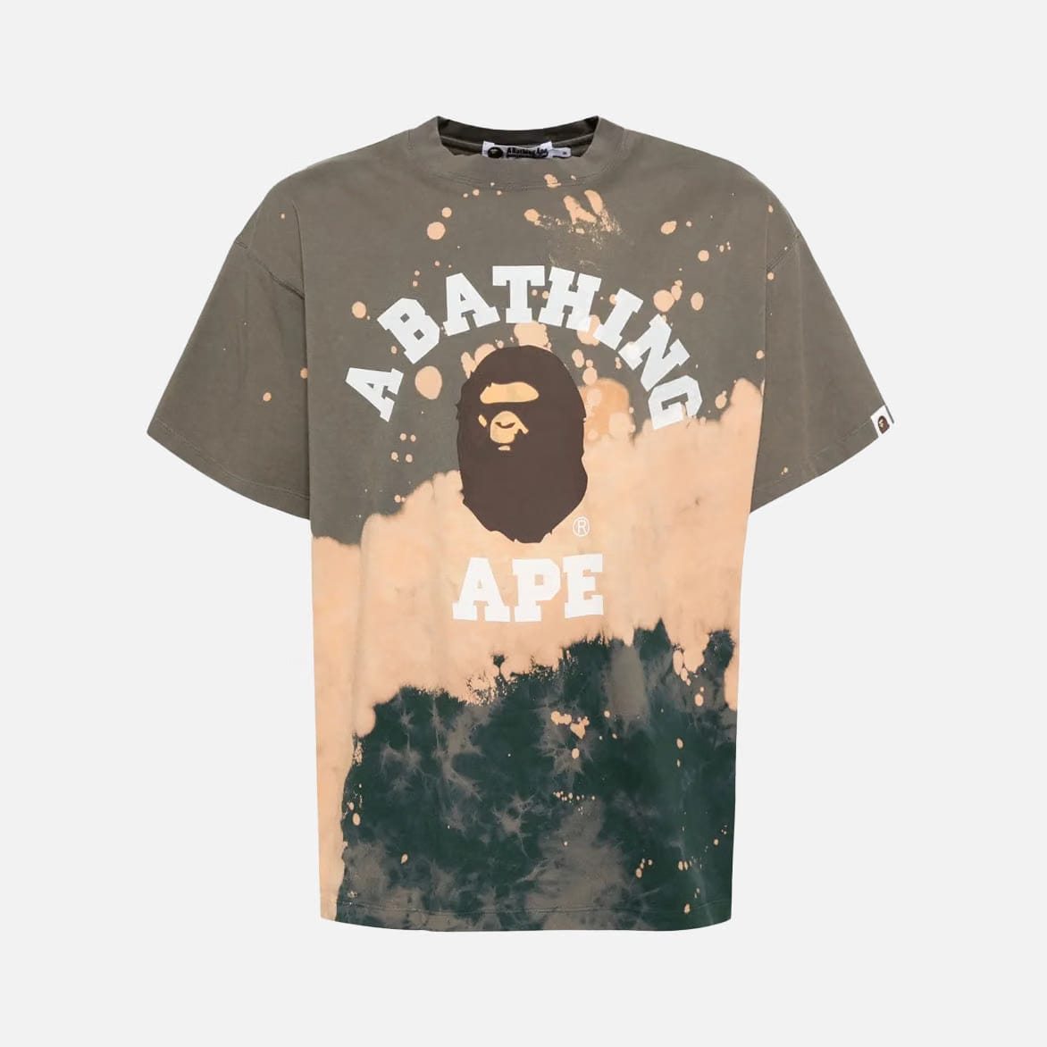 BAPE TIE DYE COLLEGE RELAXED FIT TEE - OLIVE GREEN