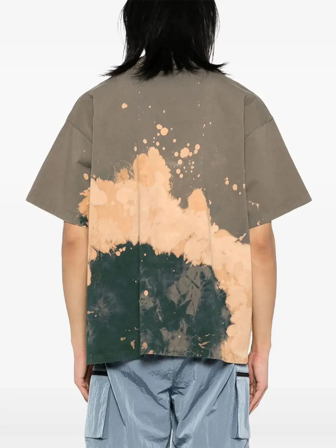 BAPE TIE DYE COLLEGE RELAXED FIT TEE - OLIVE GREEN