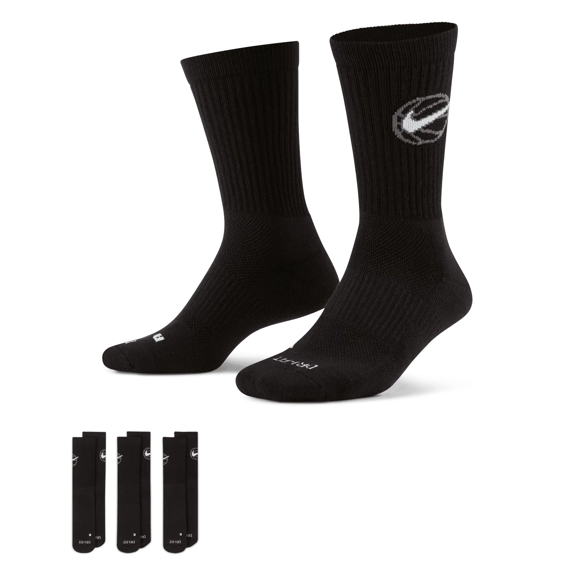 Nike EVERYDAY CREW BASKETBALL SOCKS (3 PACK) - BLACK