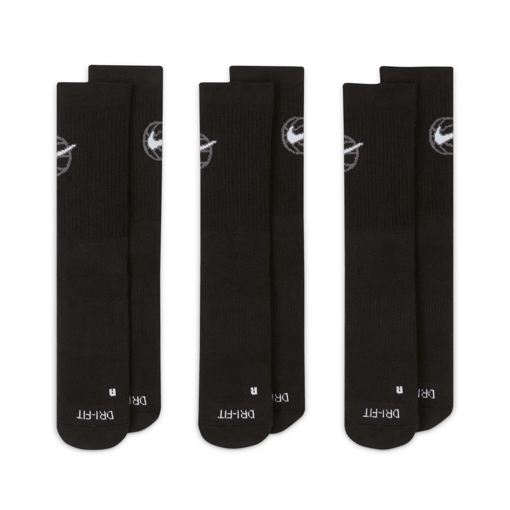 Nike EVERYDAY CREW BASKETBALL SOCKS (3 PACK) - BLACK