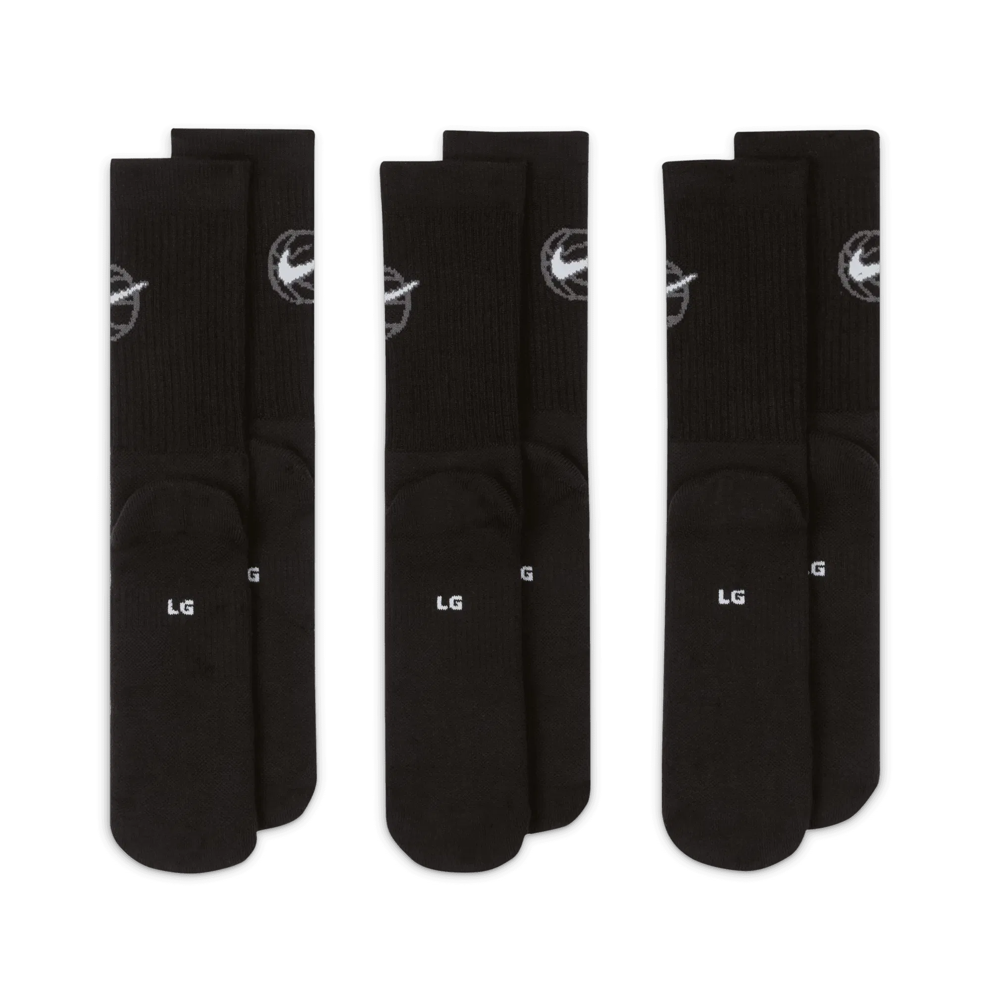 Nike EVERYDAY CREW BASKETBALL SOCKS (3 PACK) - BLACK