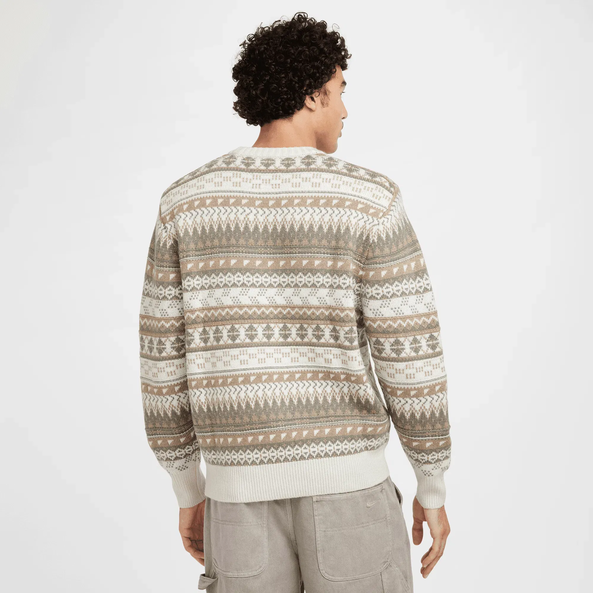 NIKE LIFE FAIR ASLE SWOOSH SWEATER- LIGHT OREWOOD BROWN/ SAIL