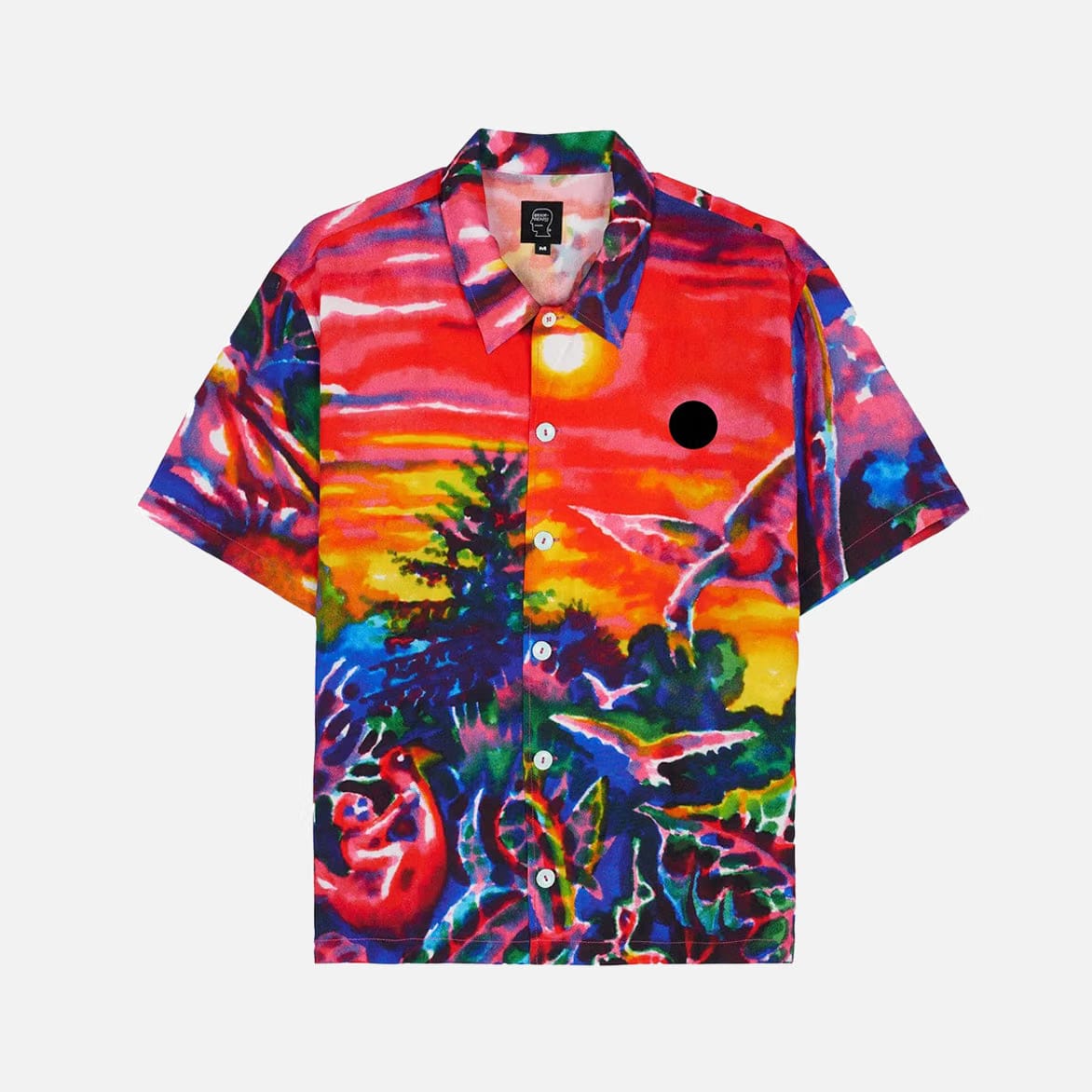 Brain Dead FORGOTTEN FOREST SHORT SLEEVE BUTTON UP SHIRT - RED / MULTI