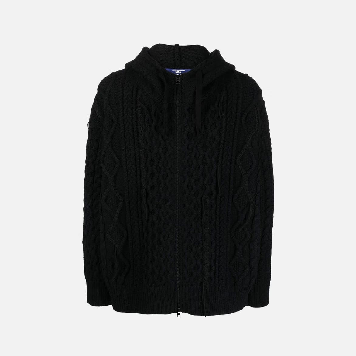 Junya Watanabe HOODED CABLEKNIT CARDIGAN - BLACK