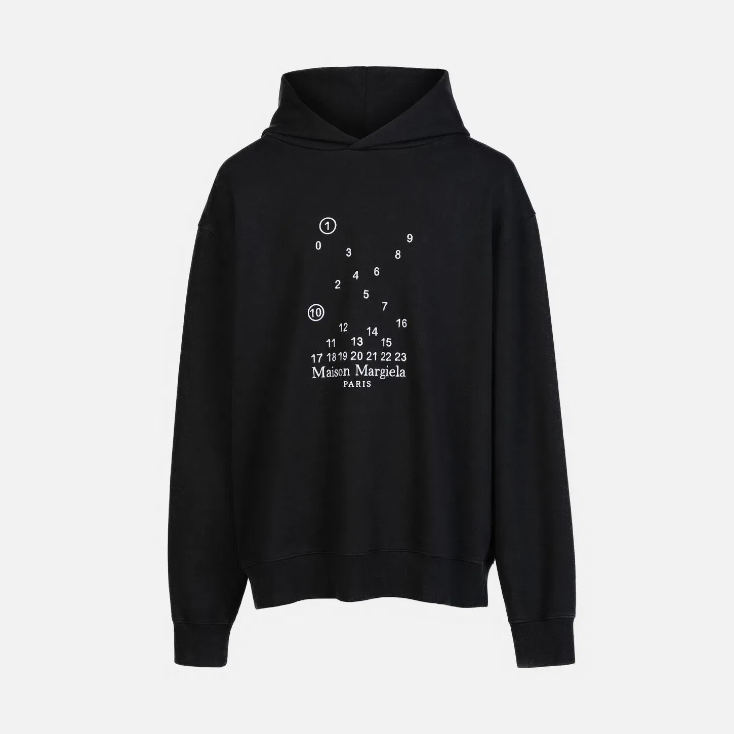 Maison Margiela NUMBERS LOGO HOODIE - BLACK