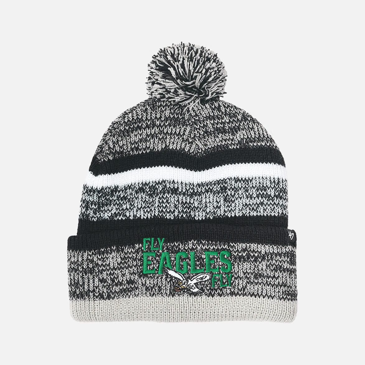47 BRAND FLY EAGLES FLY NORTHWARD CUFF KNIT HAT - BLACK / WHITE / KELLY GREEN