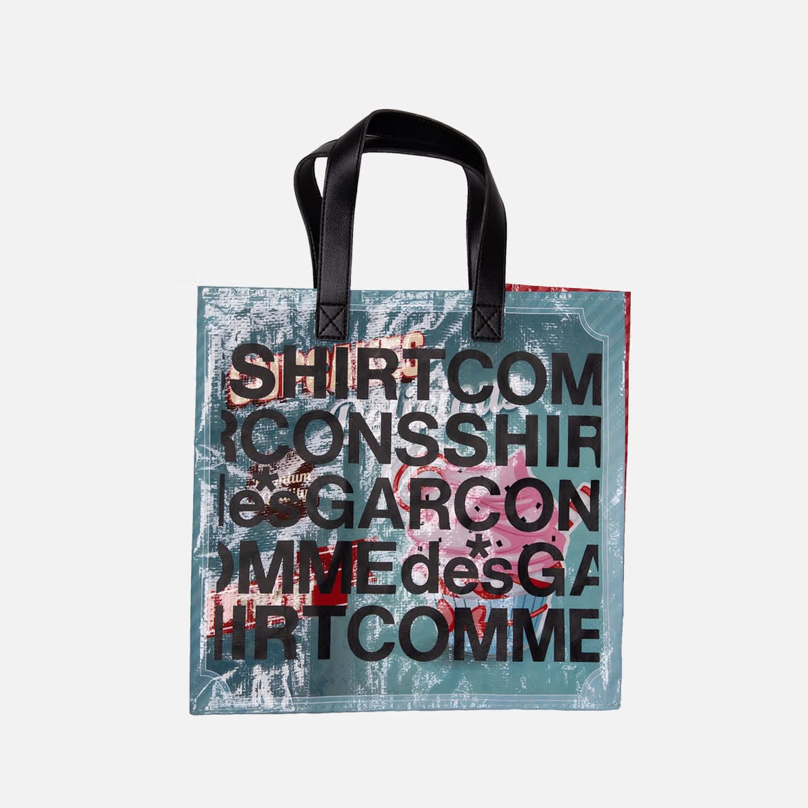 COMME DES GARÇONS SHIRT "SWEETS" PVC SHOPPING BAG - PURPLE / AQUA