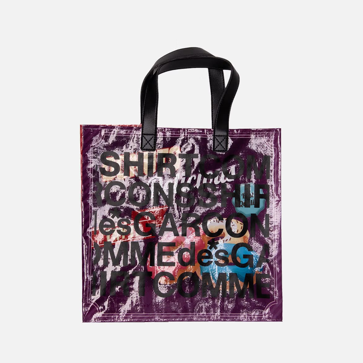 COMME DES GARÇONS SHIRT "SWEETS" PVC SHOPPING BAG - PURPLE / AQUA