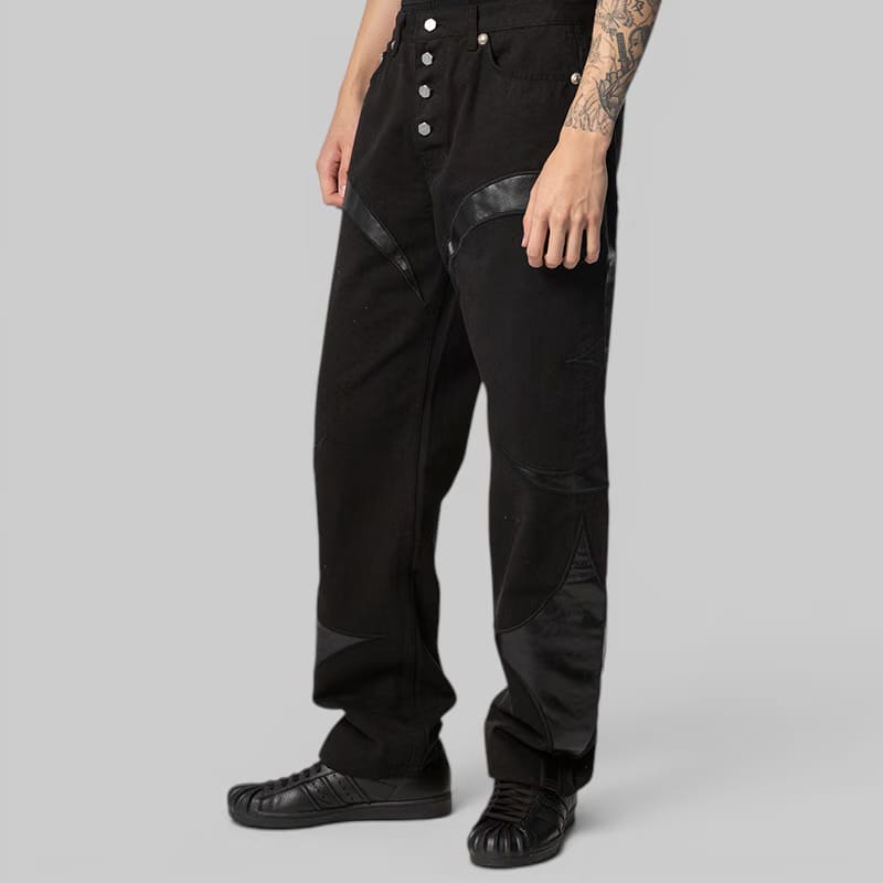 THUG CLUB TC Leather Washing Denim Pant - All Black