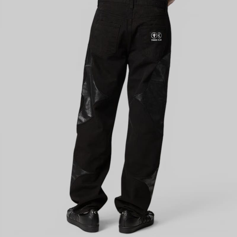 THUG CLUB TC Leather Washing Denim Pant - All Black
