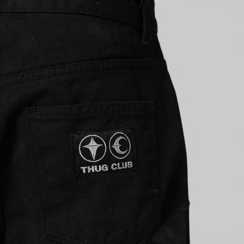 THUG CLUB TC Leather Washing Denim Pant - All Black
