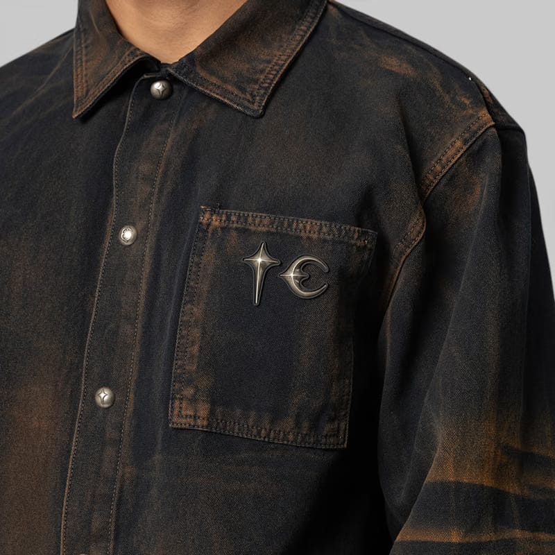 THUG CLUB TC Two Tone Washed Shirt - Rust Black