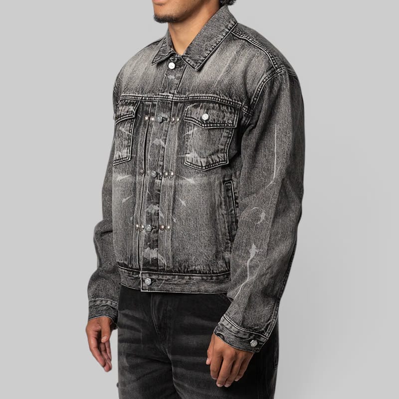 THUG CLUB TC Spine Laser Denim Jacket - Black
