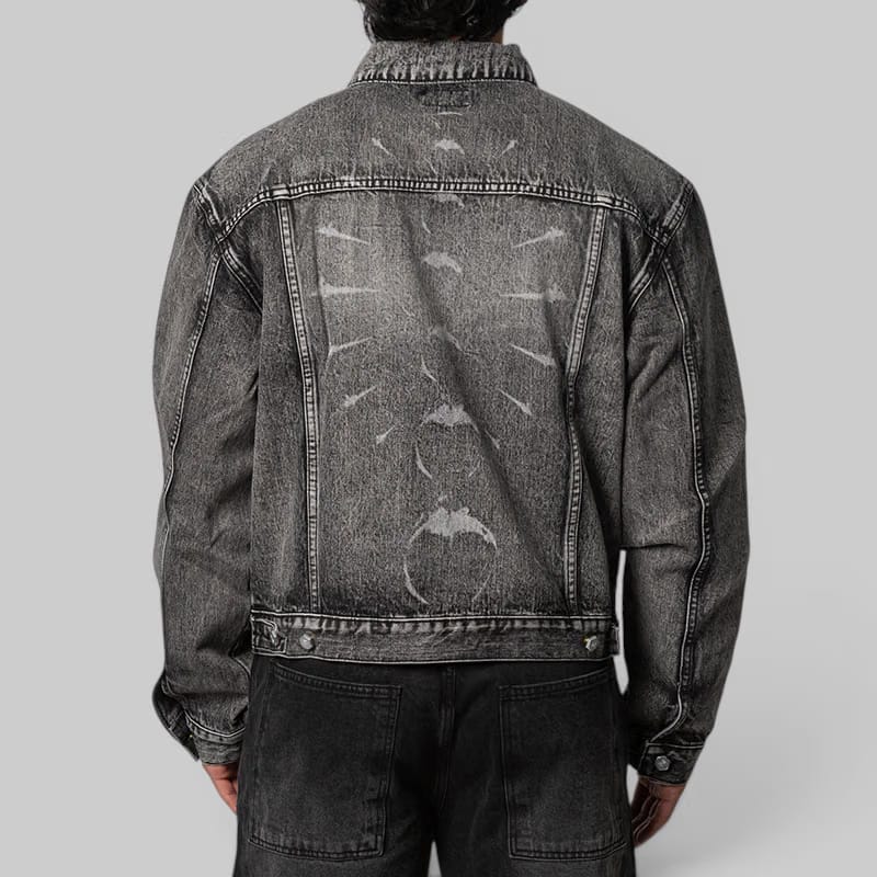 THUG CLUB TC Spine Laser Denim Jacket - Black