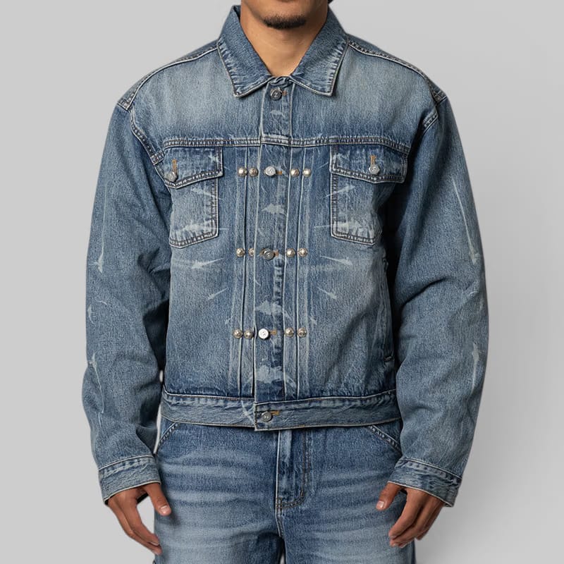 THUG CLUB TC Spine Laser Denim Jacket - Blue