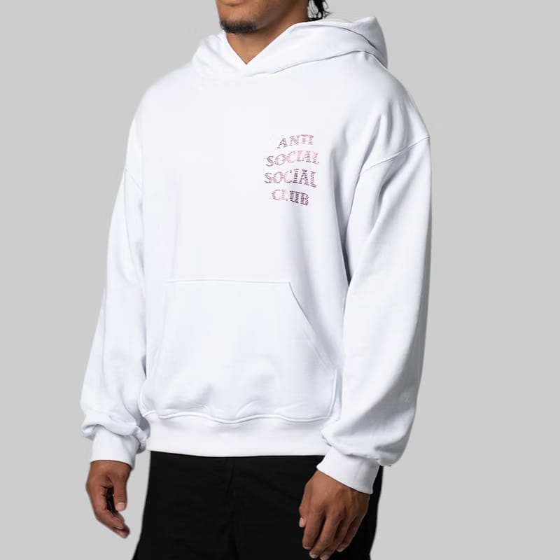 ANTI SOCIAL SOCIAL CLUB Rhinestone Mind Games Hoodie - White/Pink