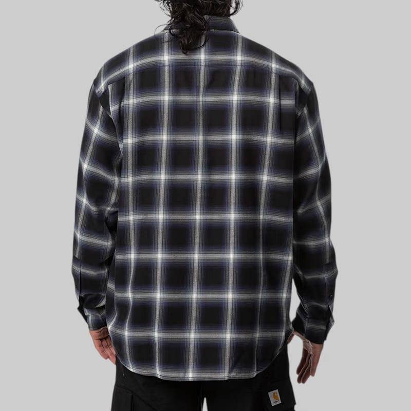 BAPE One Point Ombre Check Light Flannel Long Sleeve Shirt - Black
