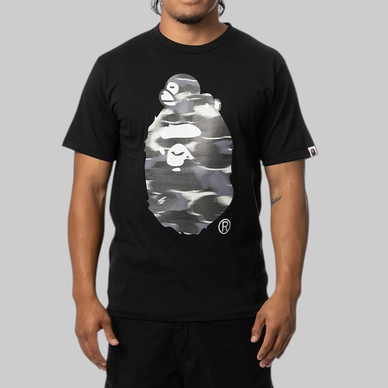 BAPE Screen Camo Milo On Big Ape T-Shirt - Black/Black