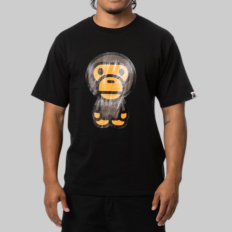 BAPE Glitter Big Baby Milo T-Shirt - Black