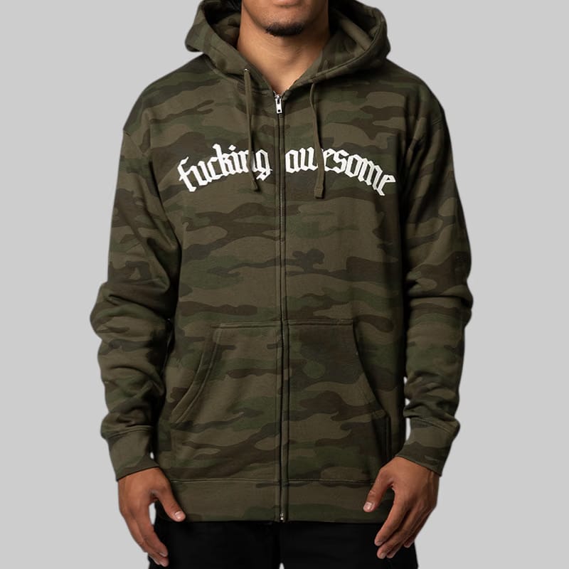 Fucking Awesome Blackletter Logo Zipped Hoodie - Camo
