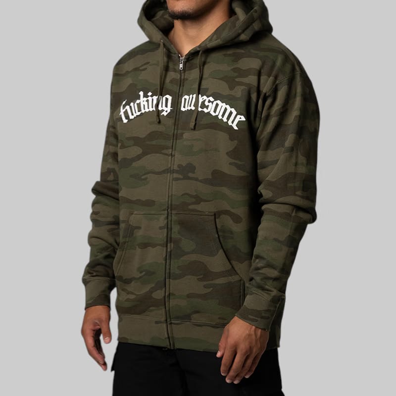Fucking Awesome Blackletter Logo Zipped Hoodie - Camo