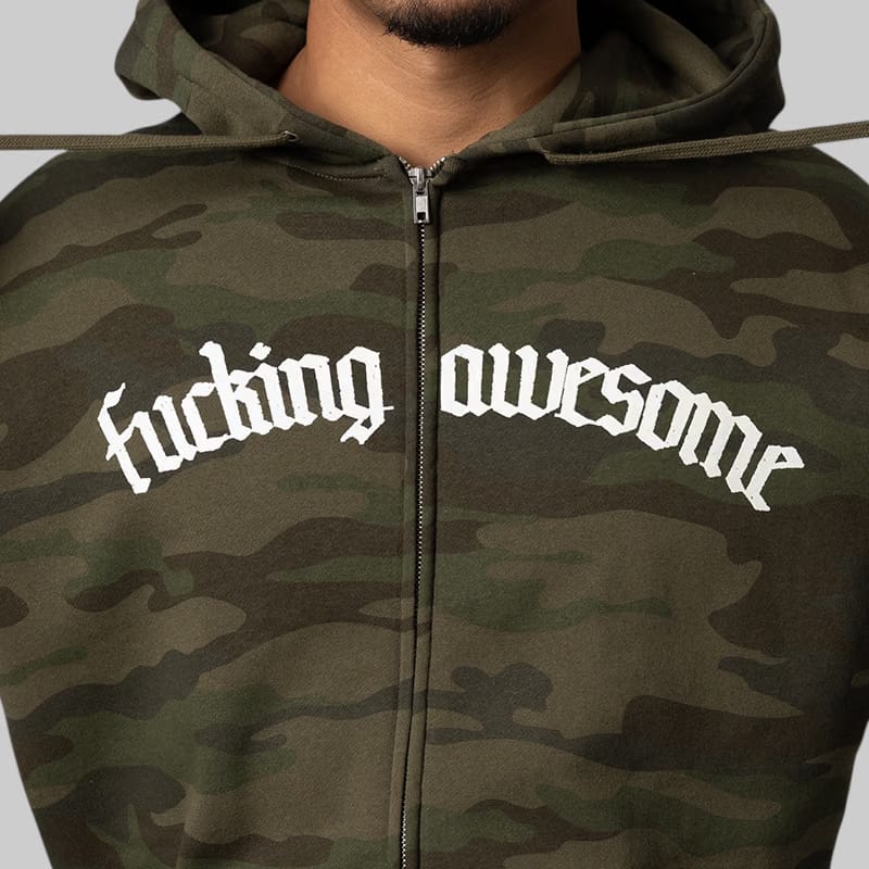 Fucking Awesome Blackletter Logo Zipped Hoodie - Camo