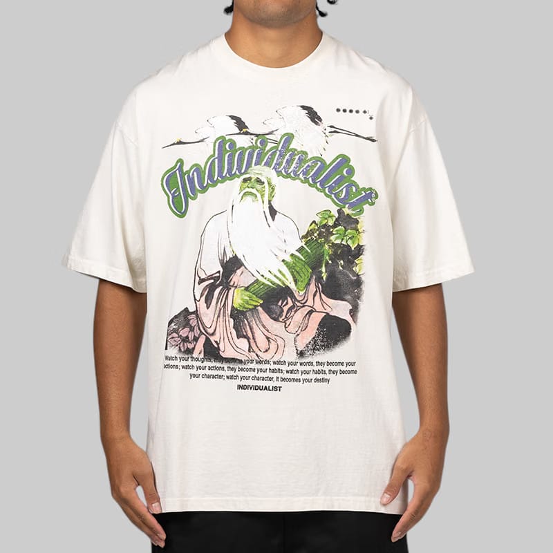 INDVLST-LAB Destiny Lao Tzu T-Shirt - Antique White