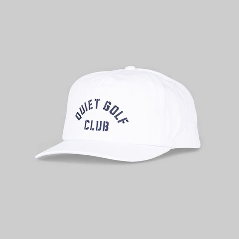 Quiet Golf Stencil 5 Panel Hat - White