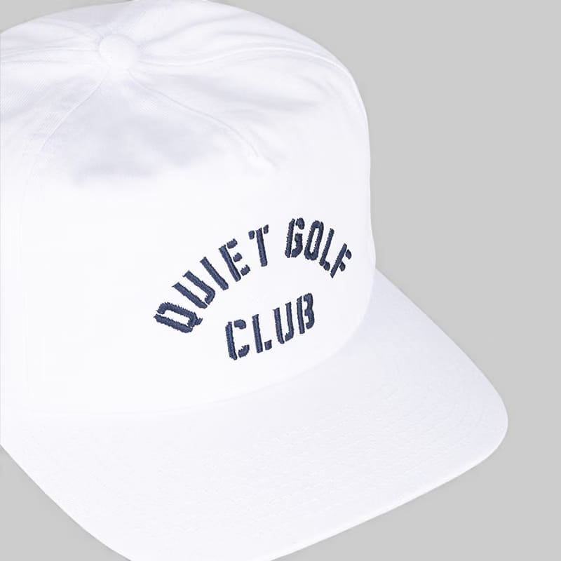 Quiet Golf Stencil 5 Panel Hat - White