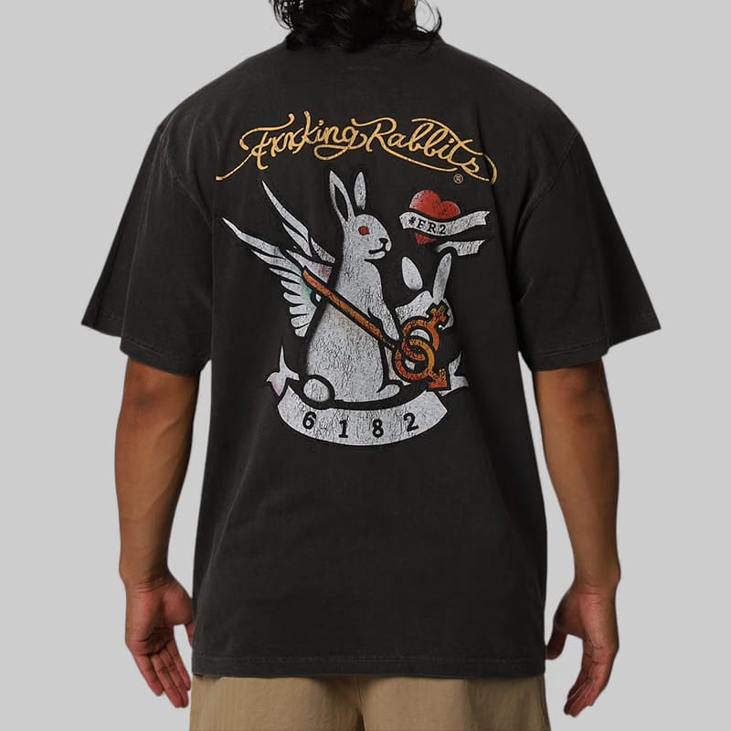 FR2 Rabbits Tattoo Garment Dye T-Shirt - Black