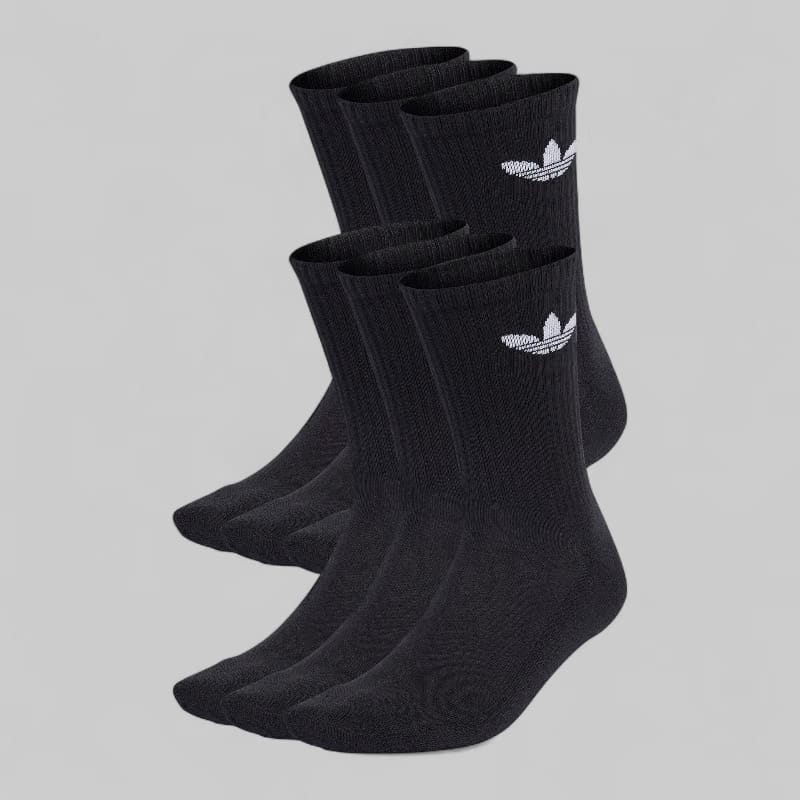 adidas Trefoil Cushion Crew Socks 6 Pack - Black