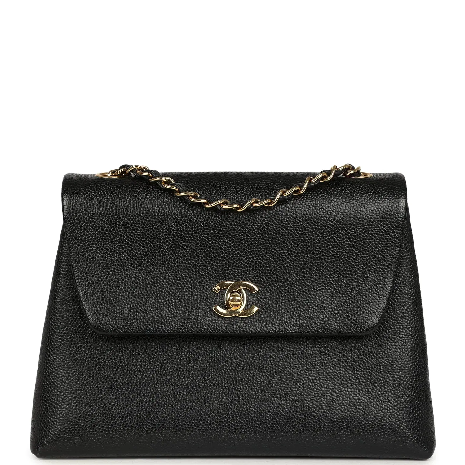 Chanel Vintage Chanel Medium Shoulder Bag Black Caviar Gold Hardware