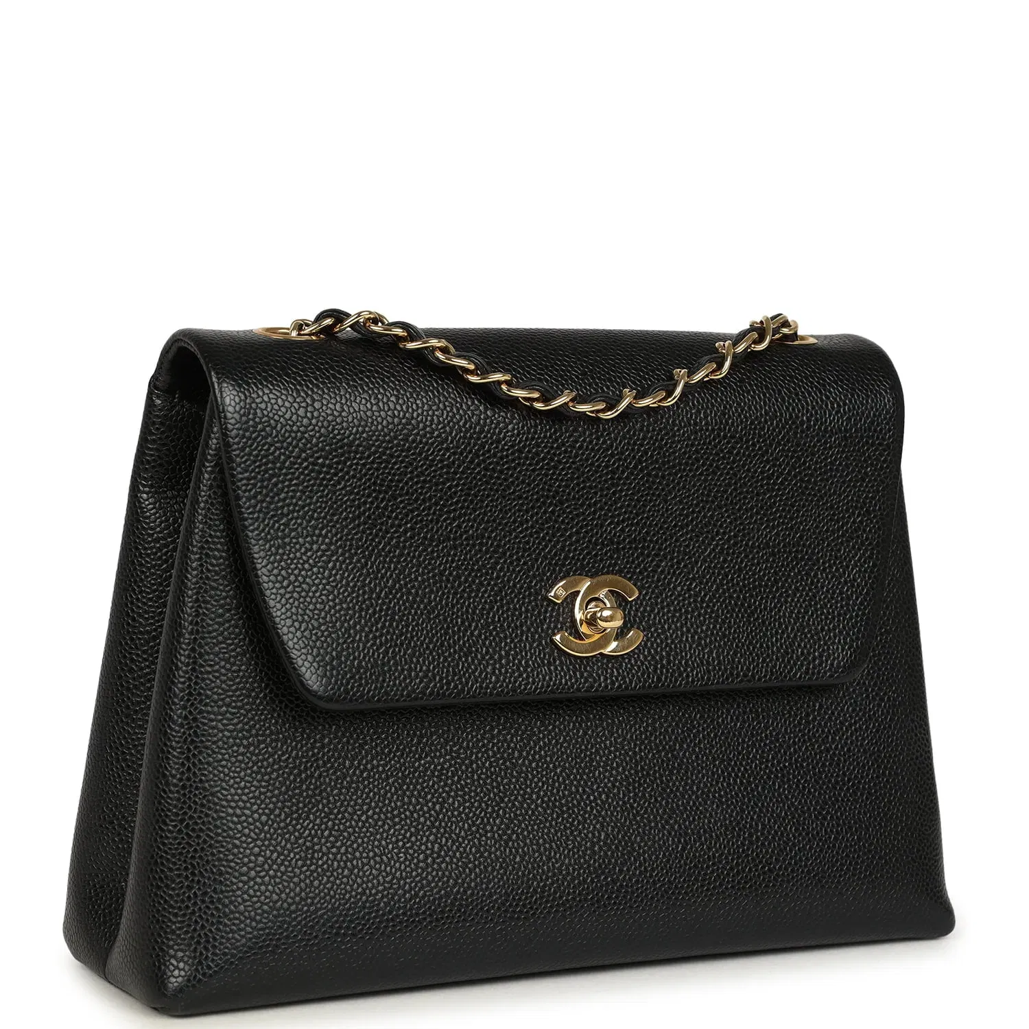 Chanel Vintage Chanel Medium Shoulder Bag Black Caviar Gold Hardware