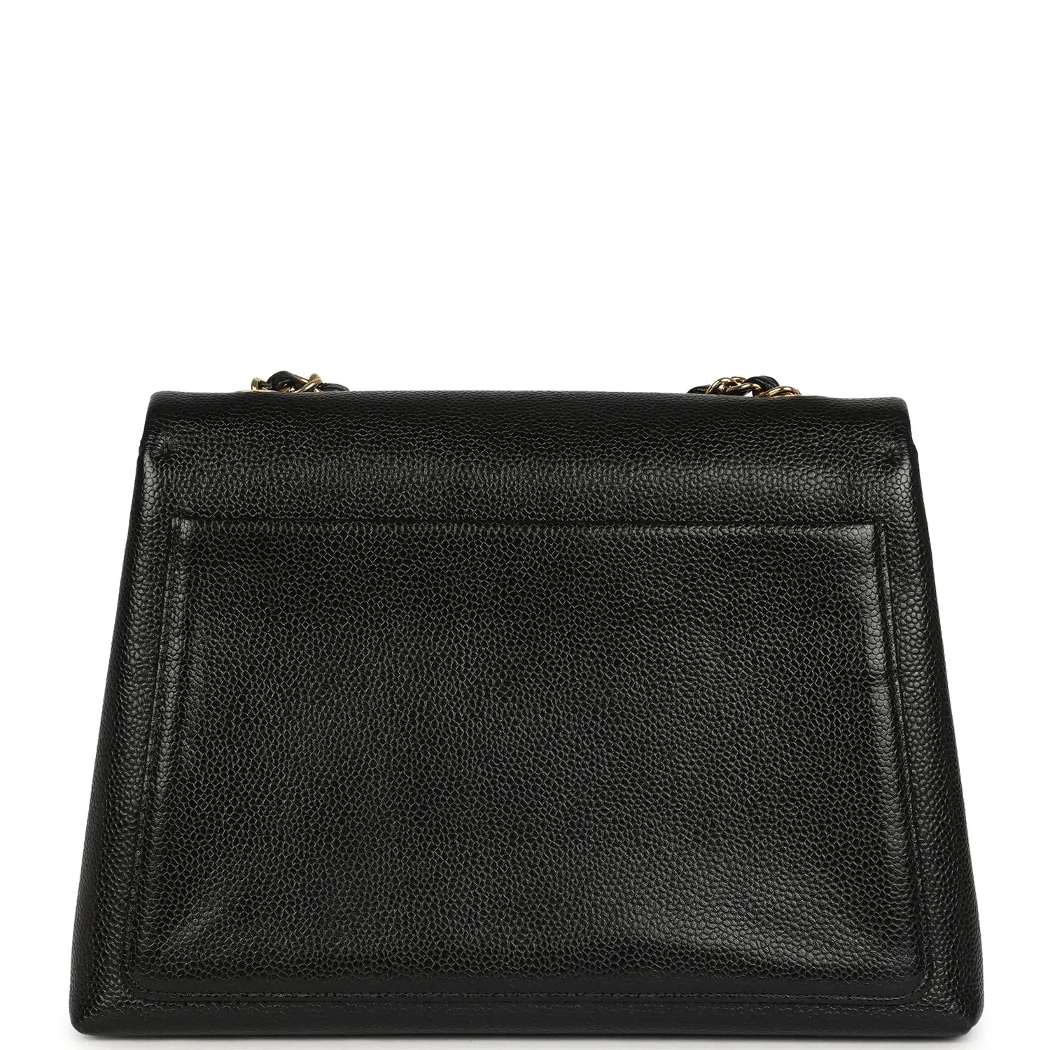 Chanel Vintage Chanel Medium Shoulder Bag Black Caviar Gold Hardware
