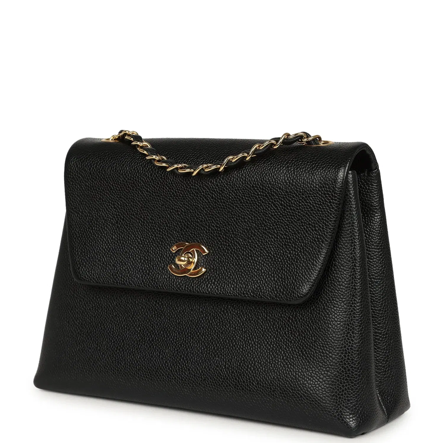 Chanel Vintage Chanel Medium Shoulder Bag Black Caviar Gold Hardware