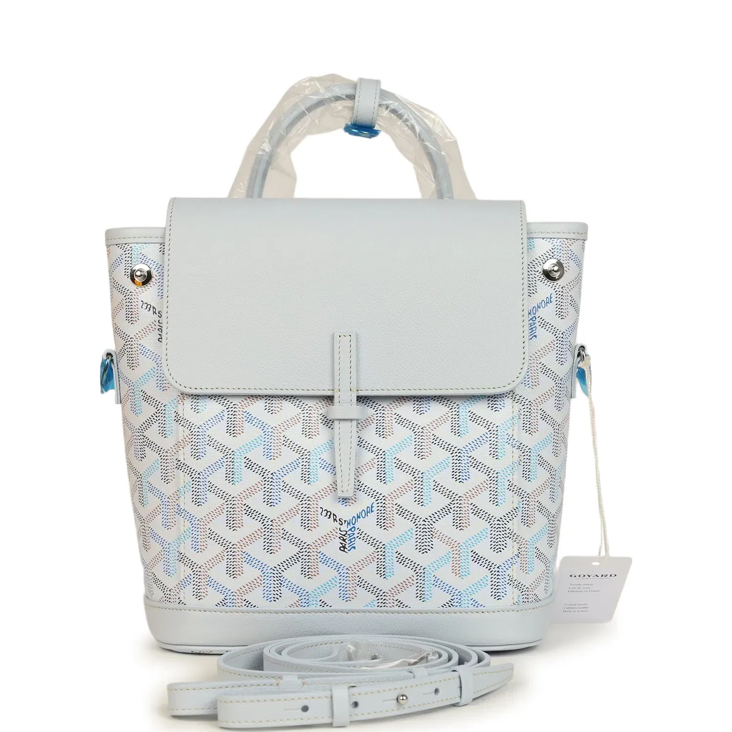 Goyard Goyardine Canvas Polar Blue Mini Alpin Backpack Palladium Hardware