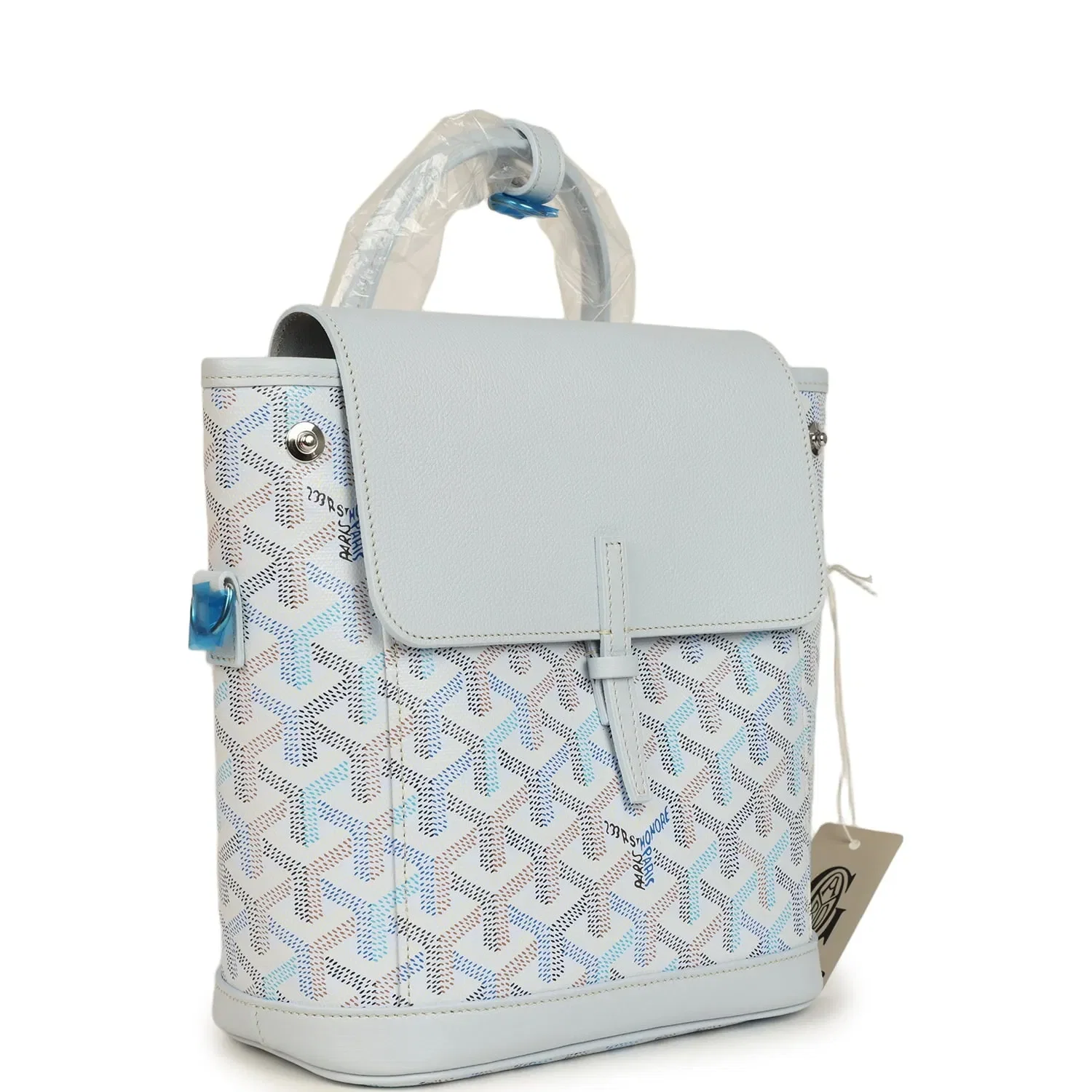 Goyard Goyardine Canvas Polar Blue Mini Alpin Backpack Palladium Hardware