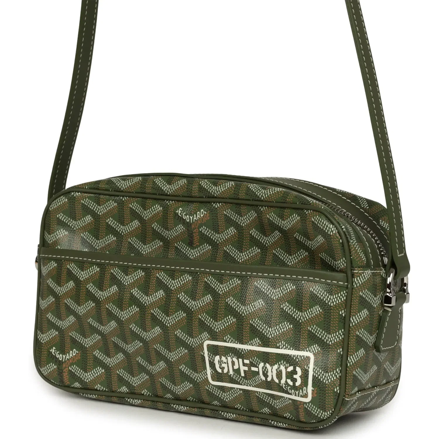 Goyard Goyardine Khaki Cap Vert PM Bag Palladium Hardware