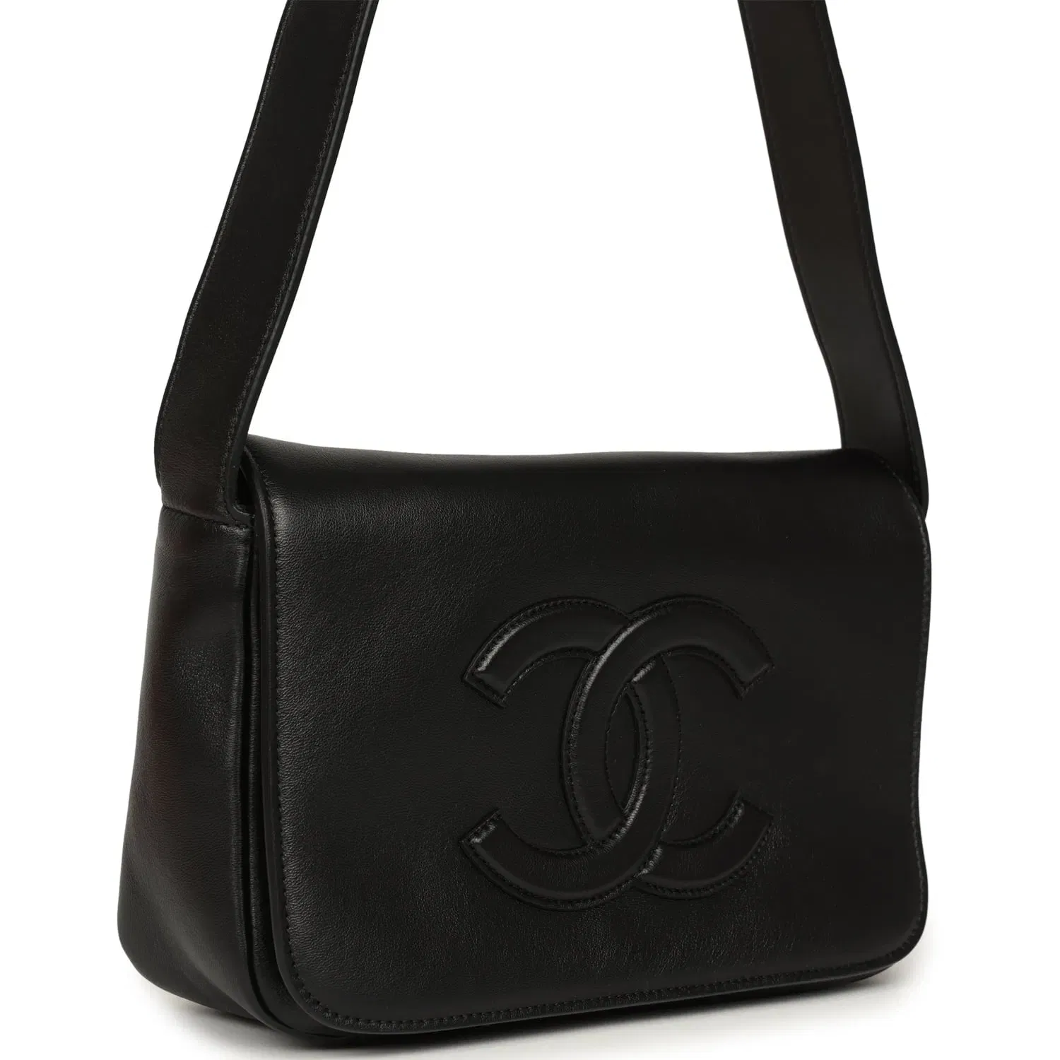 Chanel CC Messenger Bag Black Lambskin Gold Hardware