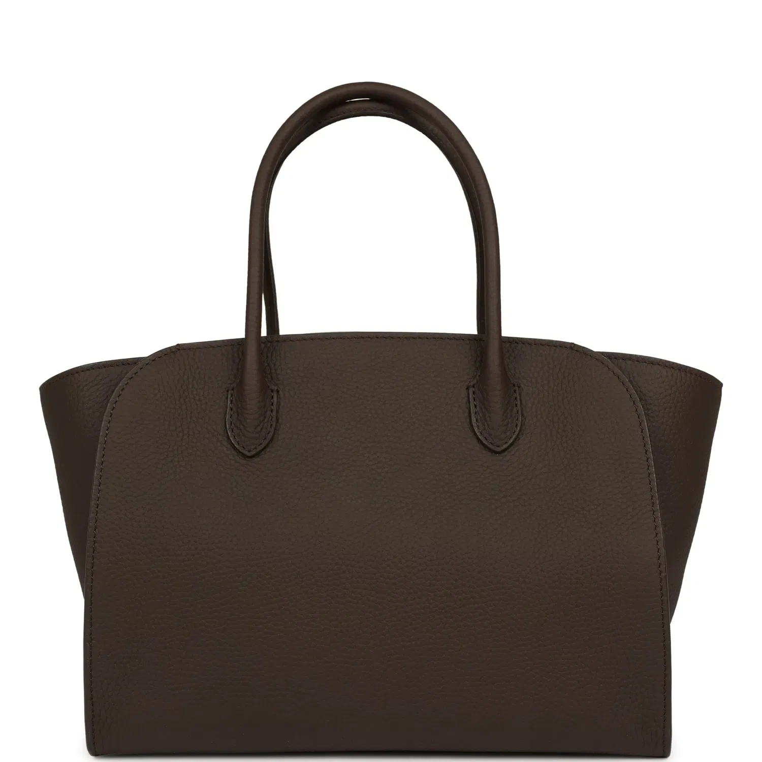 The Row Marlo 12 Tote Bag Deep Brown Calfskin Silver Hardware