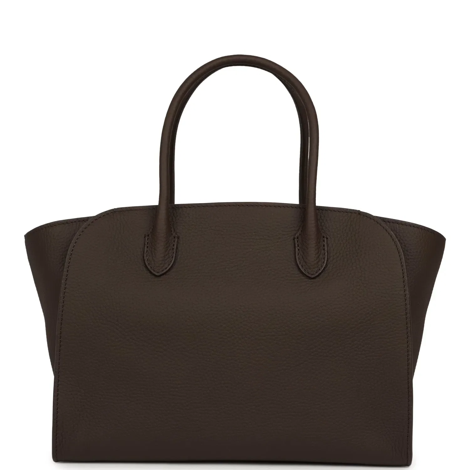The Row Marlo 12 Tote Bag Deep Brown Calfskin Silver Hardware