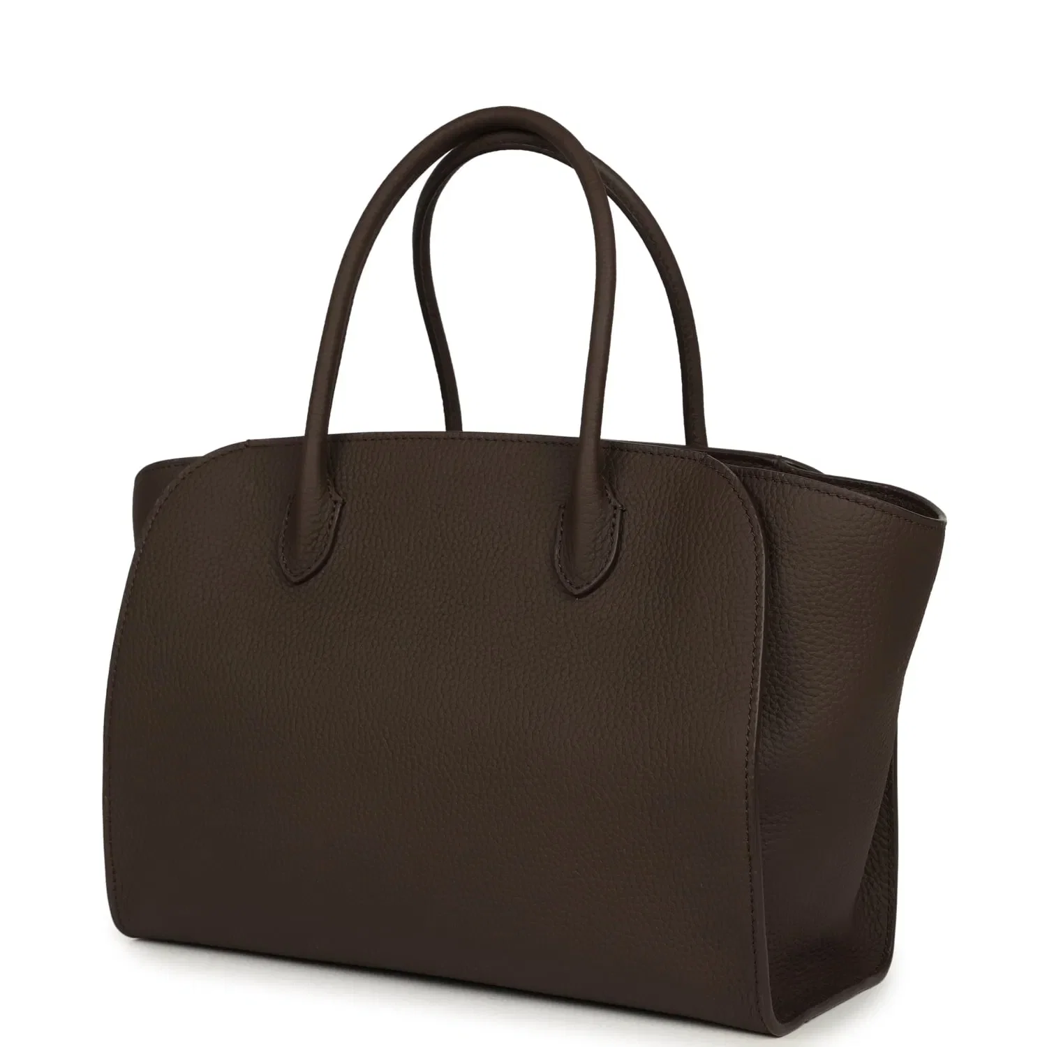 The Row Marlo 12 Tote Bag Deep Brown Calfskin Silver Hardware